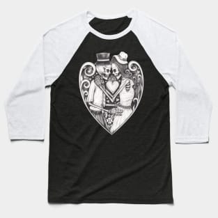 Skeleton lovers in love vintage heart art. Baseball T-Shirt